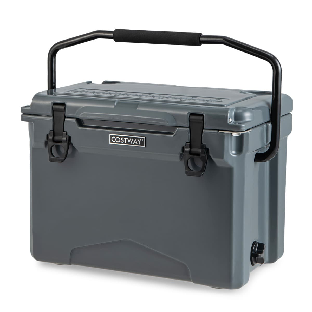 CostwayGlacière Isotherme Portable 21 L avec Bouchon de Vidange et Porte-gobelets Glacière Rigide Étanche Rétention de Glace de 5 à 7 Jours Gris