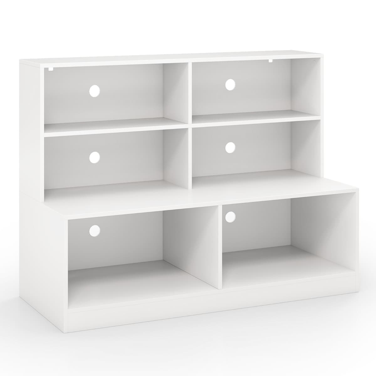 CostwayMeuble a Chaussures d'Entrée Meuble de Rangement et Banc à Chaussures 2 en 1 Rangement à 6 Compartiments avec 2 Kits Anti-Basculement Blanc