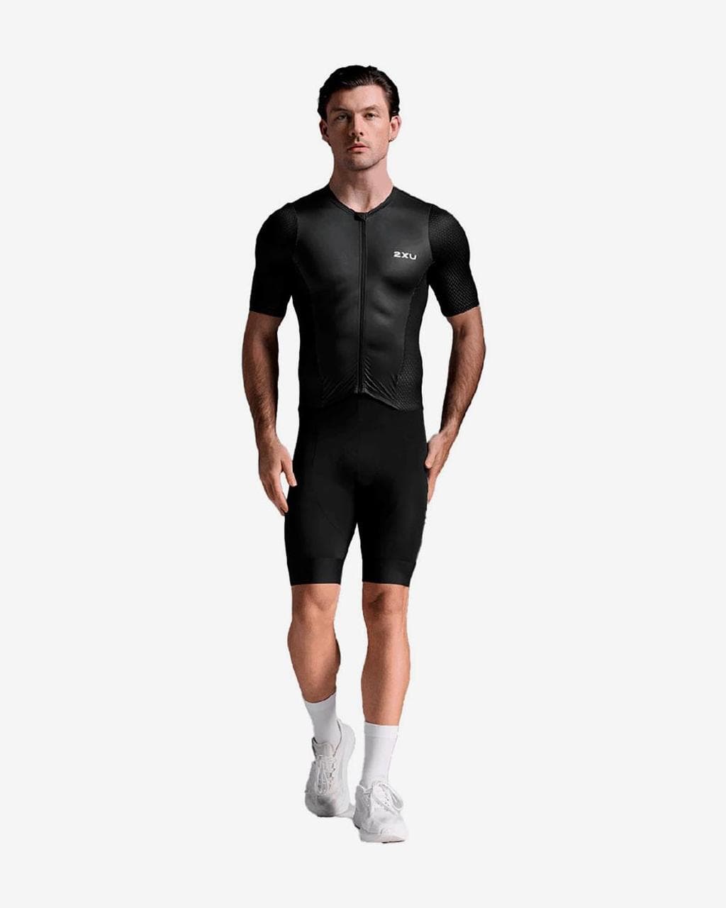 Combinaison de triathlon 2XU Aero Hex manches courtes noir blanc - S